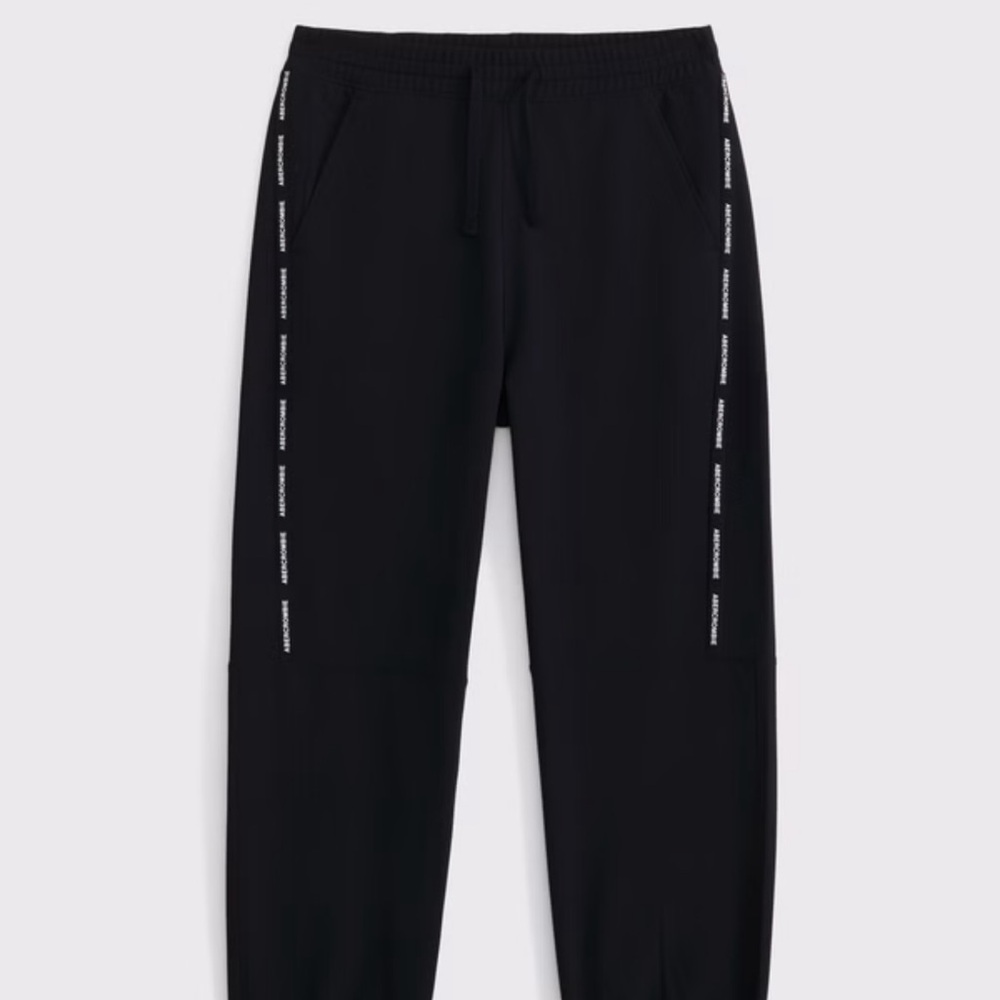 Abercrombie Kids Cozy-Lined Logo Tape Sweatpants Black Youth 17/18